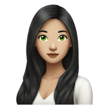 stunning asian woman black long hair, green eyes sticker