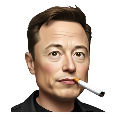 Elon Musk with cigarette sticker