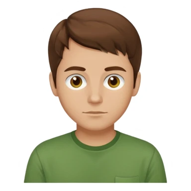 Dom Field brown hair, brown eyes, green shirt sticker