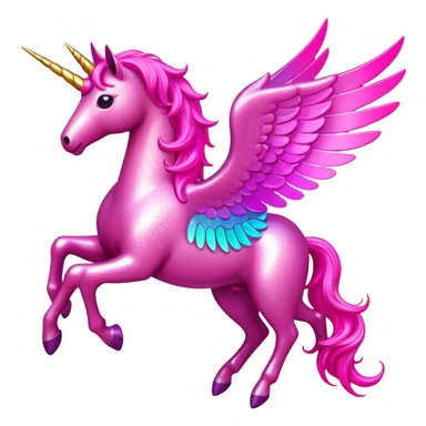 neon pink glittery pegasus unicorn  sticker
