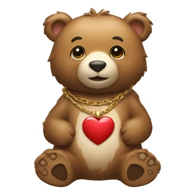 a bear with a heart pendant sticker