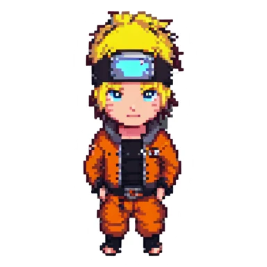 Naruto with a headband pixel art style sticker