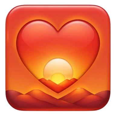 heart glowing like a sunset sticker