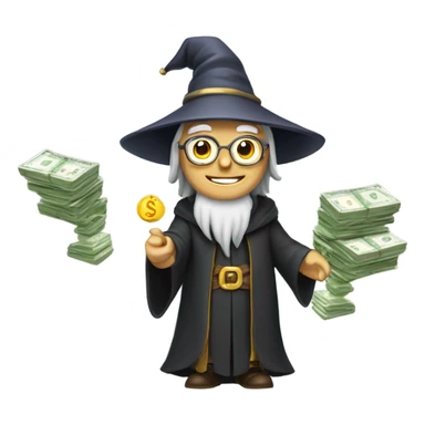 Wizard with stacks of money  sticker