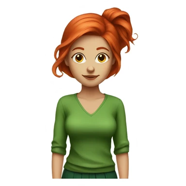Red hair with green clothes woman, more artistic sticker