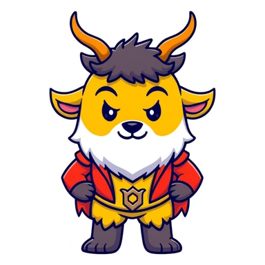 Beast from Beauty and the Beast with human-like mouth and facial expression, still with horns and fur, wearing prince outfit sticker