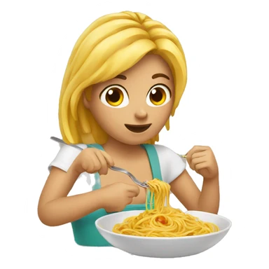 girl eating spaghetti sticker