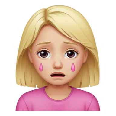 Blonde girl wearing pink crying. sticker