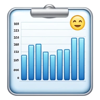 ios style emoji for report sheet consisting multiple graph/ charts with sparkle around the report , no numbers or text sticker
