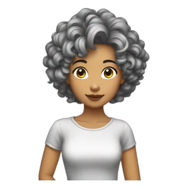 Chica pelo rizado corto y gris claro sticker