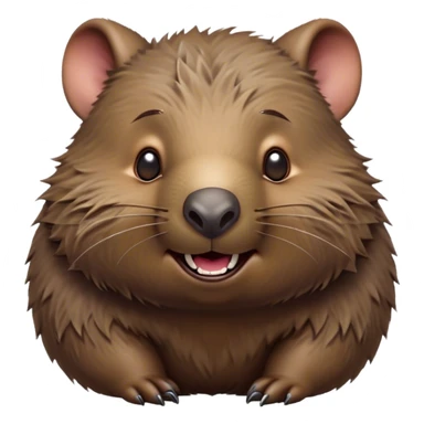 Cinematic Comical Wombat Portrait Emoji, Head tilted dramatically with an exaggeratedly amused expression, featuring a striking, glossy shaggy brown fur with bold textures and wide, expressive eyes filled with playful disbelief, Simplified yet hilariously expressive features, highly detailed, glowing with a slightly sassy glow, high shine, dramatic yet playful, stylized with an air of cheeky bush mischief, bright and endearing, soft glowing outline, capturing the essence of a spirited and over‐the‐top wombat, so meme‐worthy it feels like it could snort its way into internet fame instantly! sticker