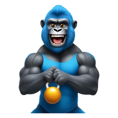Blue gorilla lifting weights nice and happy kettle bells sticker