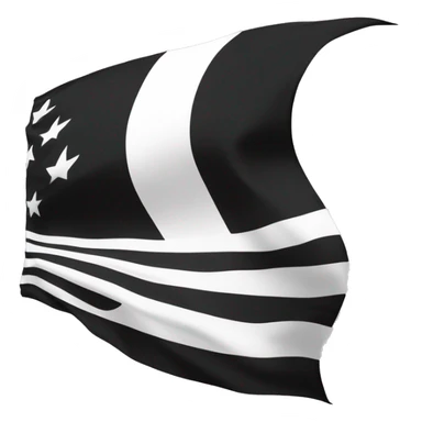 Drapeau noir flottant fort dans le vent avec écrit 1 NATION en arc en blanc avec une couronne blanche à trois pics blanches sous le texte 1 NATION sticker