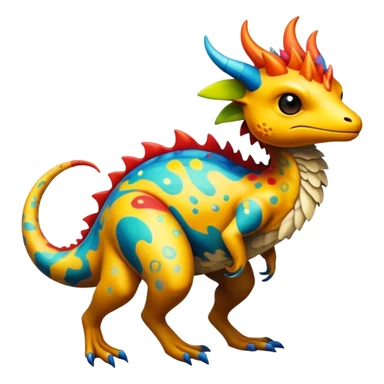 a colorful edgy vernid-fionbri-creature with splash patterns full body sticker