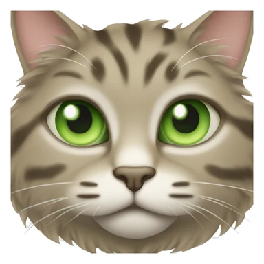 Fluffy tabby cat with light green eyes  sticker