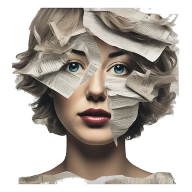Surreal  collage portrait newspaper cuttings abstract person face sticker