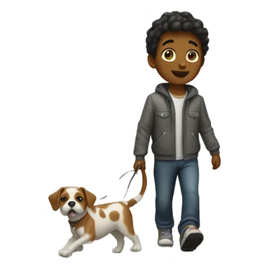 Boy walking dog sticker