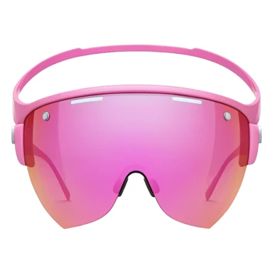 futuristic pink shield visor sunglasses, one-piece lens, Y2K style sticker
