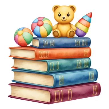 watercolor books and toys sticker