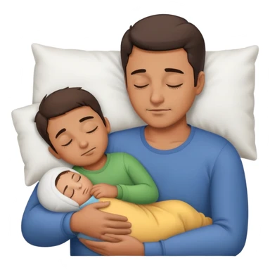 sleeping dad holding son sticker