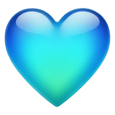 Blue and mint gradient shiny glass heart sticker