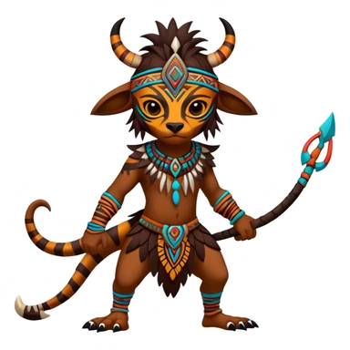 a colorful dark edgy realistic vernid-fionbri-creature with tribal markings full body sticker