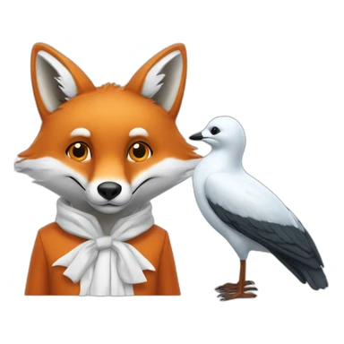 un renard et une mouette sticker