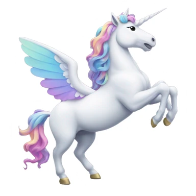 A unicorn with wings lifts its front foot at 45 degrees. sticker