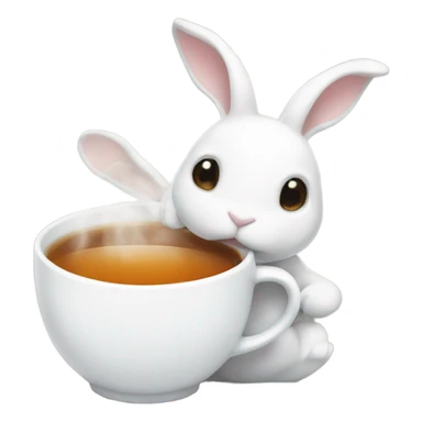 Cup of tea with white rabbits  sticker