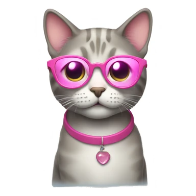 Cat with a pink glasses sticker