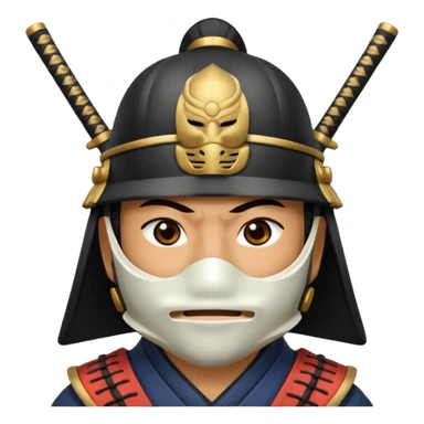 Samurai with helmet and a mask covering their mouth sticker