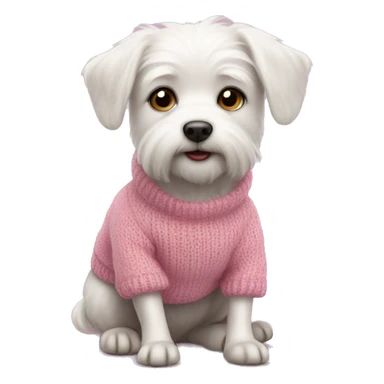 little white dog in a pink sweater  sticker