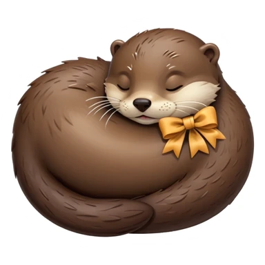sleeping otter with a bow sticker