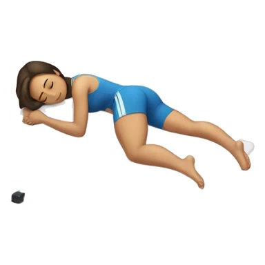 brunette girl sleeping in the gym sticker