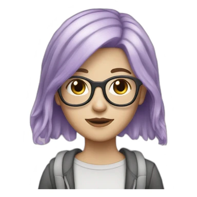White girl with light purple hair and glasses sticker
