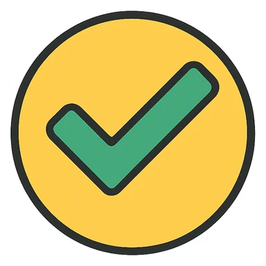checkmark icon, lineal color icon with black outlines, vibrant and clear sticker