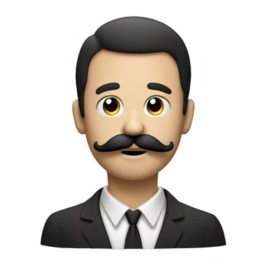 a simple emoji with mustache scratches its chin with its hand and thinking sticker