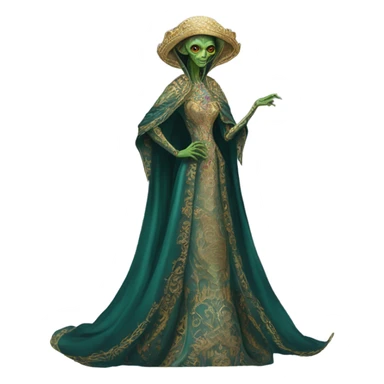 a Reptilian alien woman full body in Romanov dress sticker