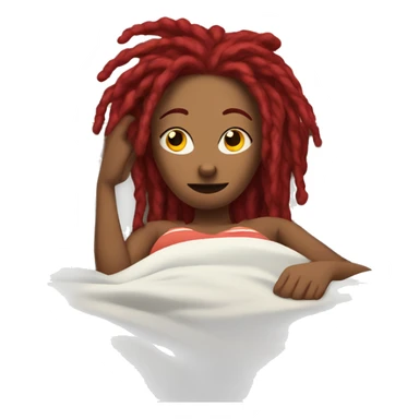 Lady with red dreadlocks laying on stomach in bed watching tv sticker