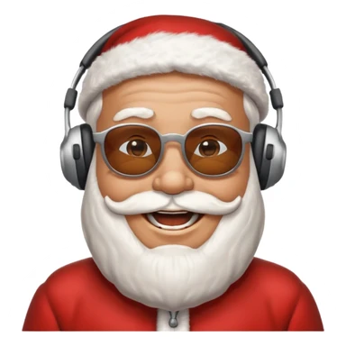 santa klaus with sunglasses with big smile with headphones sticker