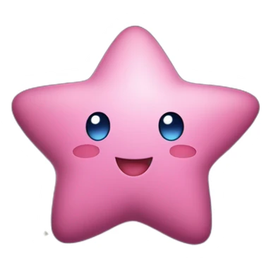 cute happy Kirby holding a star sticker
