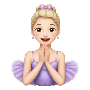 The ballerina laughs sweetly, covering her mouth with her hand sticker