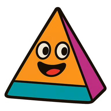 colorful large triangle, cartoon style sticker