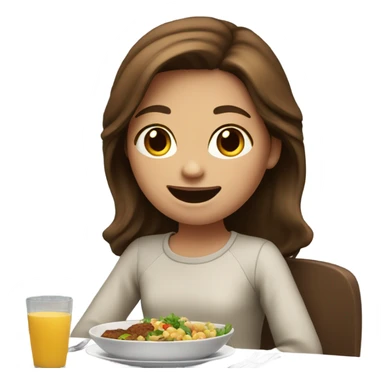 Brown hair Girl dinner sticker
