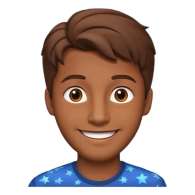 Color de piel moreno los ojos ke sean de estrella riéndose y pelo café hombre  el pelo asialado🤩pelo asía a bajo o y los ojos de estrellas sticker