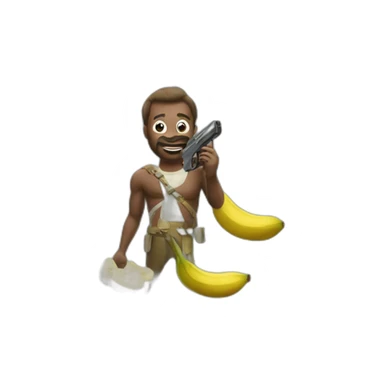zakenman met een banaan als pistool sticker