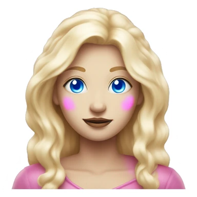 magical diva with thin pink andromedan face long blonde hair and blue eyes glowing third eye sticker