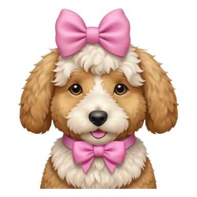 Cute Golden doodle with pink bow sticker
