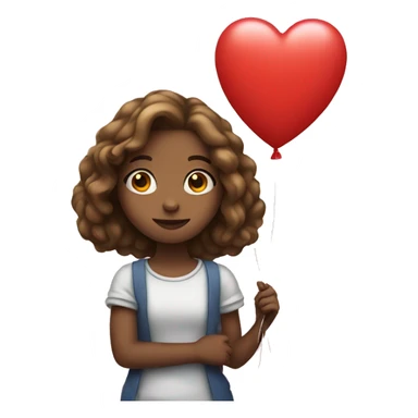 Girl holding heart balloon  sticker