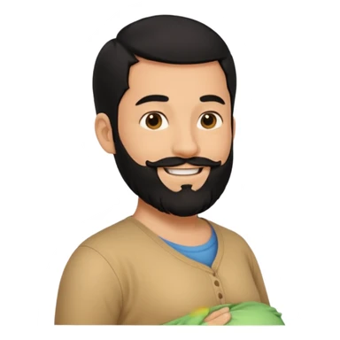 pregnant man with black beard and hair, side view sticker